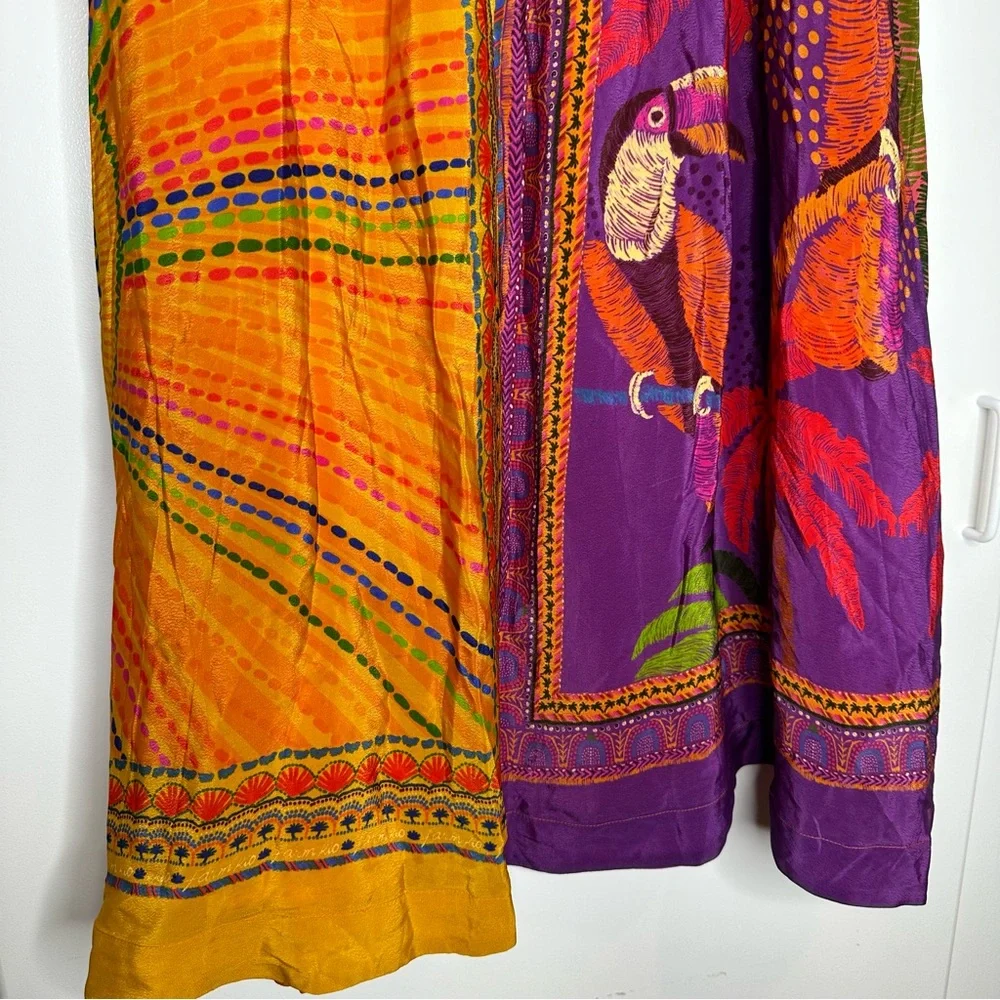 NEW FARM RIO Mixed Scarves Midi Skirt In Multicolor Size Medium - Picture 11 of 16